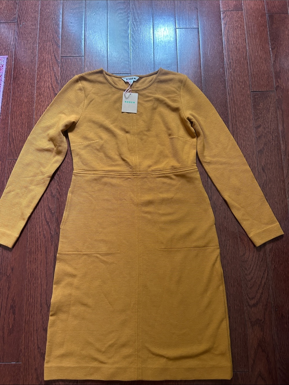 Boden Mustard Yellow Long-Sleeve Sheath Dress | size 6 long